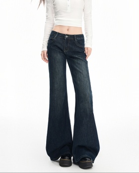 Spring slim jeans low-waist retro flare pants for women