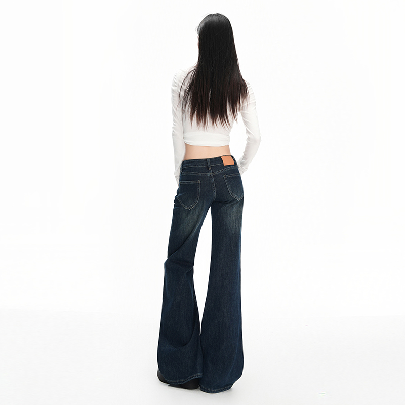 Spring slim jeans low-waist retro flare pants for women