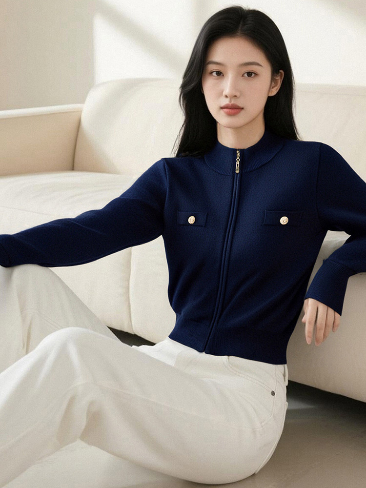 Casual knitted cardigan show young coat for women