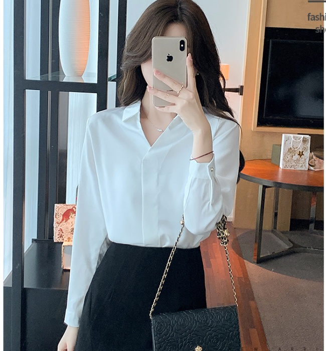 Satin shirt long sleeve chiffon shirt for women