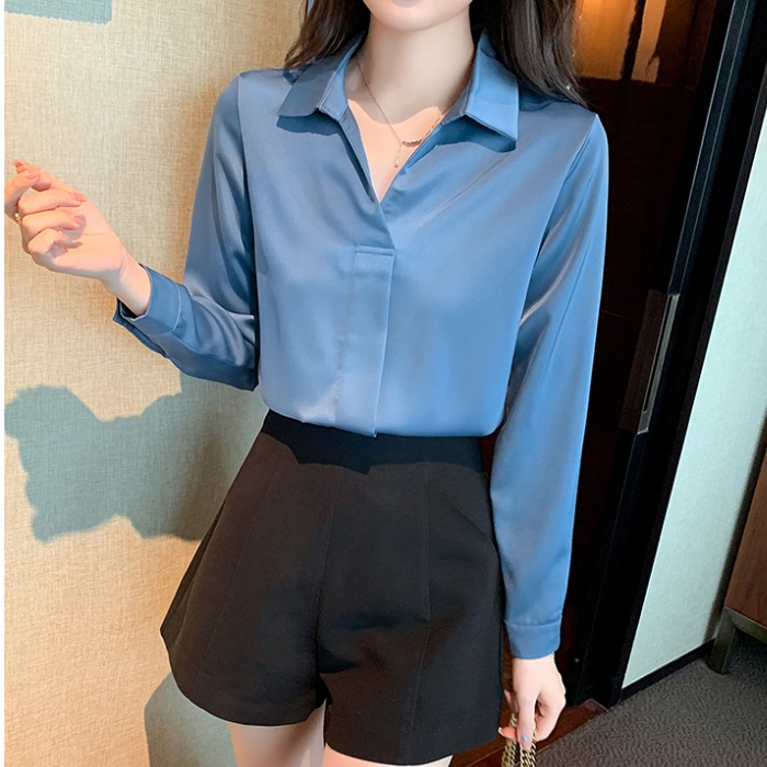 Satin shirt long sleeve chiffon shirt for women