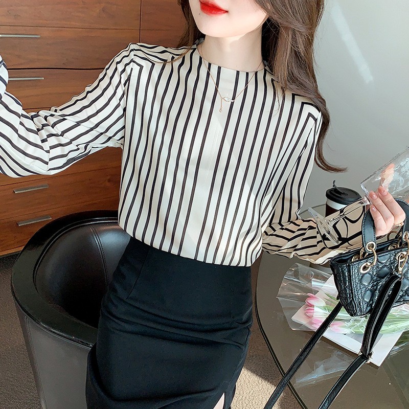 Round neck France style tops temperament shirt