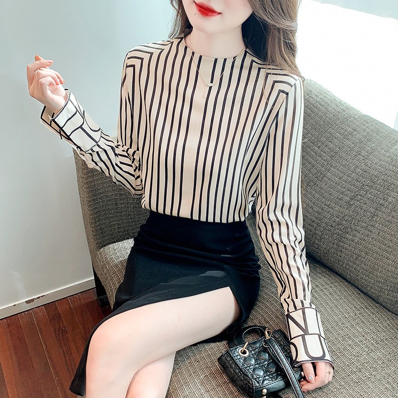 Round neck France style tops temperament shirt