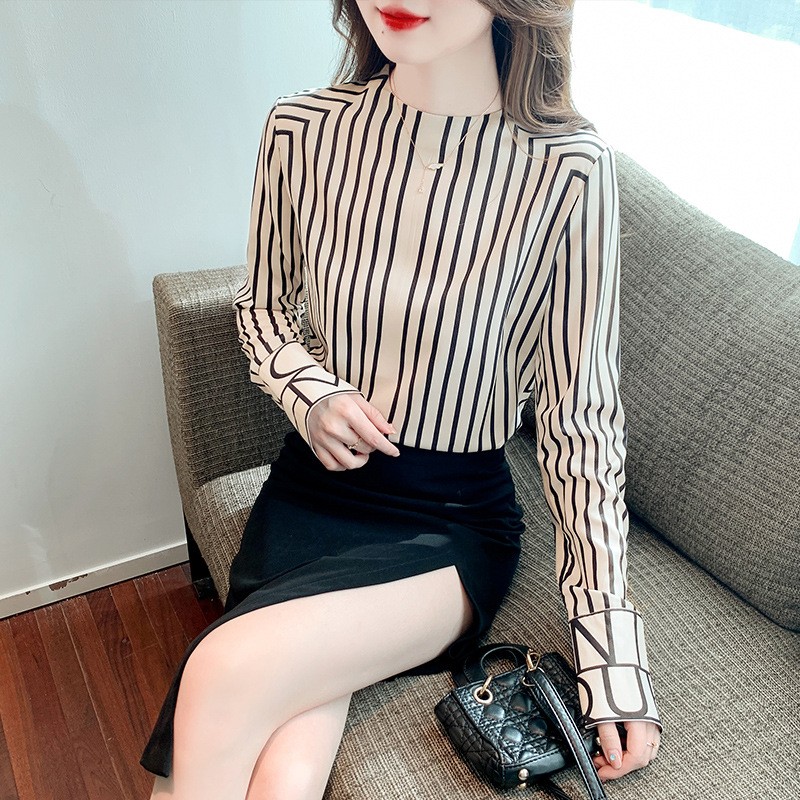 Round neck France style tops temperament shirt