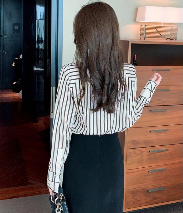 Round neck France style tops temperament shirt