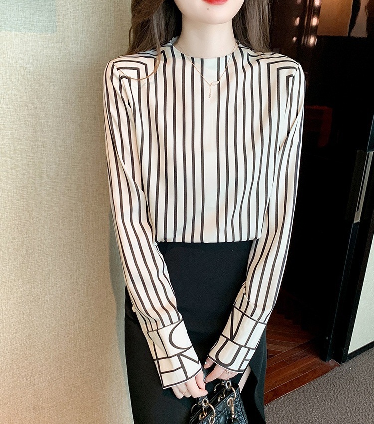 Round neck France style tops temperament shirt