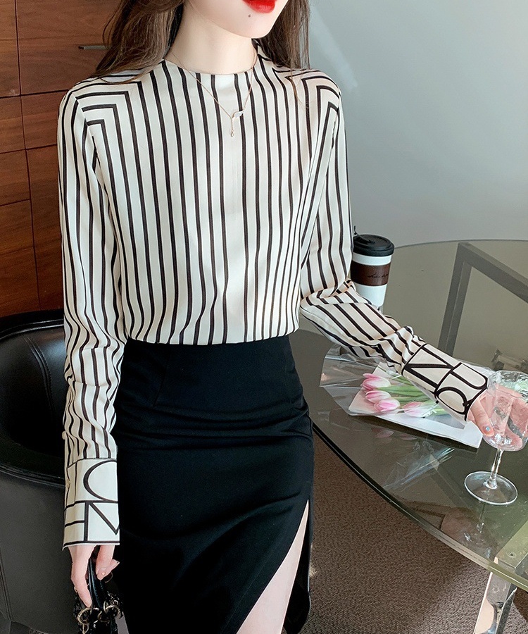 Round neck France style tops temperament shirt