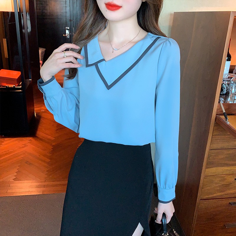 Unique simple small shirt temperament long sleeve tops