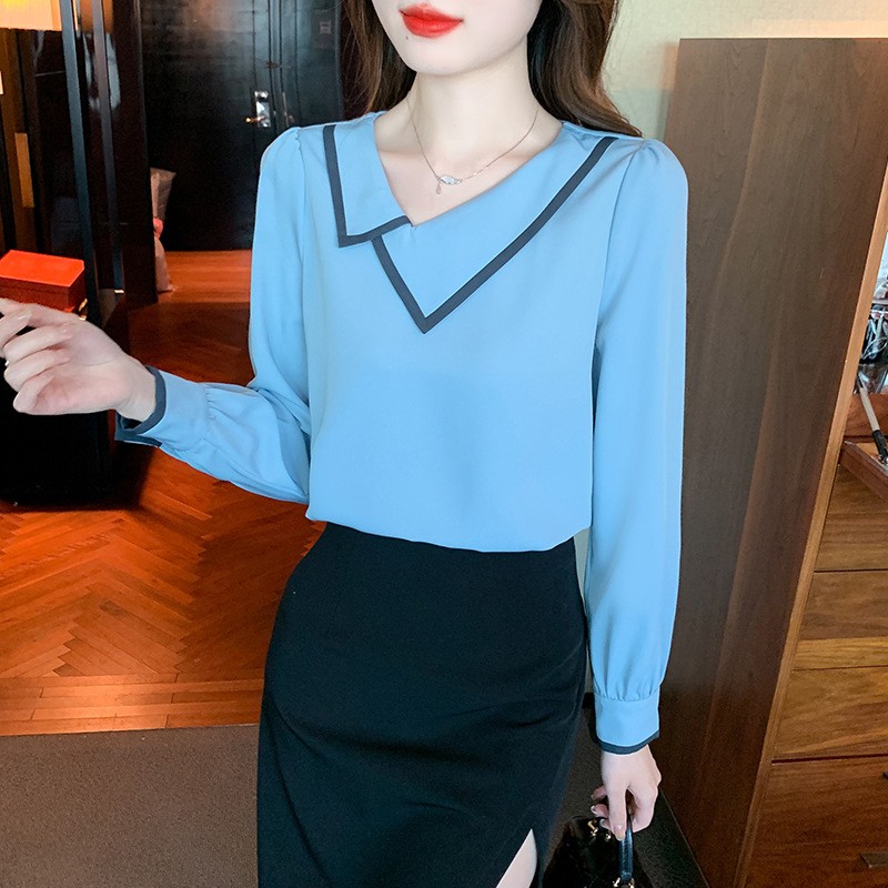 Unique simple small shirt temperament long sleeve tops