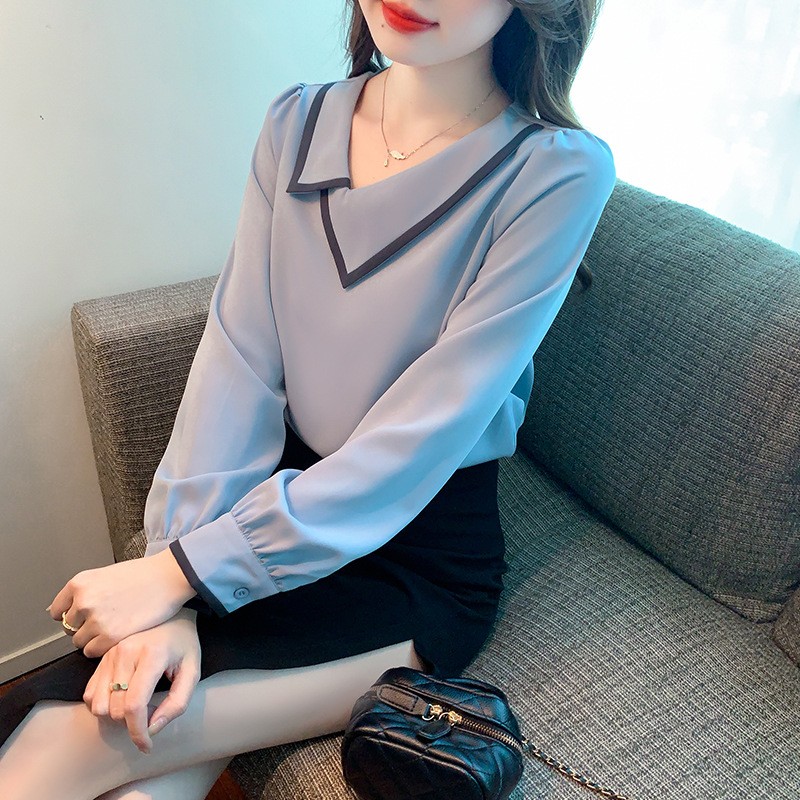 Unique simple small shirt temperament long sleeve tops