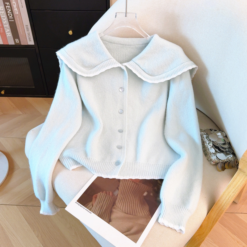 Temperament spring tops doll collar Western style sweater