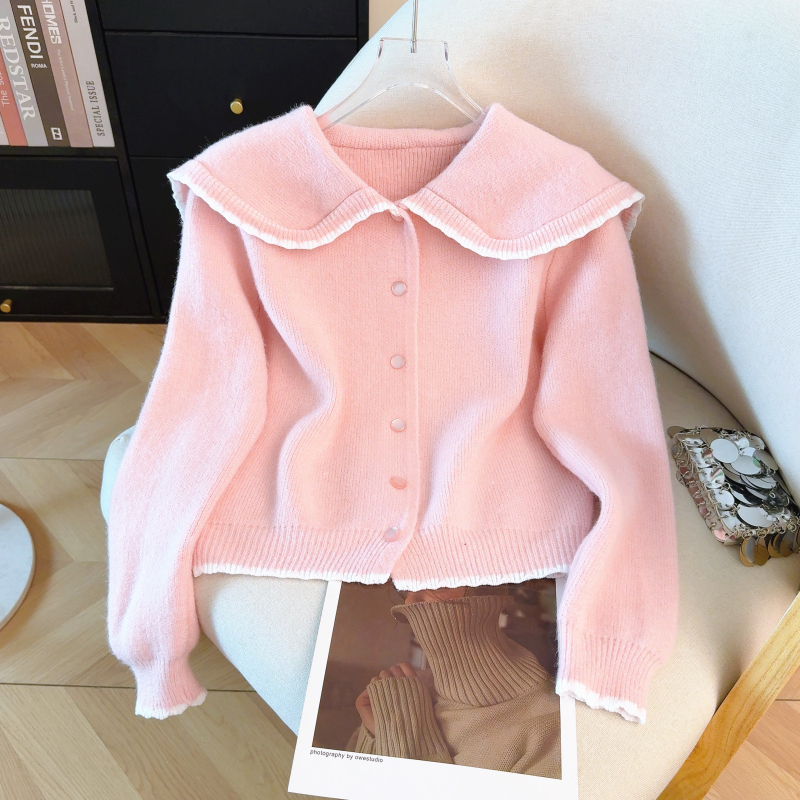 Temperament spring tops doll collar Western style sweater