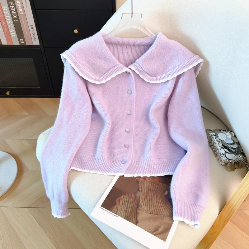 Temperament spring tops doll collar Western style sweater