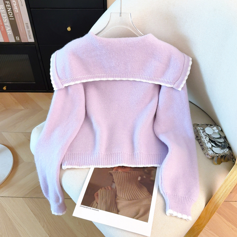 Temperament spring tops doll collar Western style sweater
