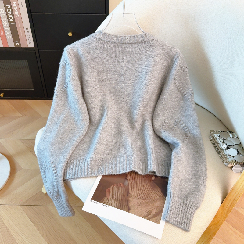 Bow spring loose cardigan all-match knitted coat