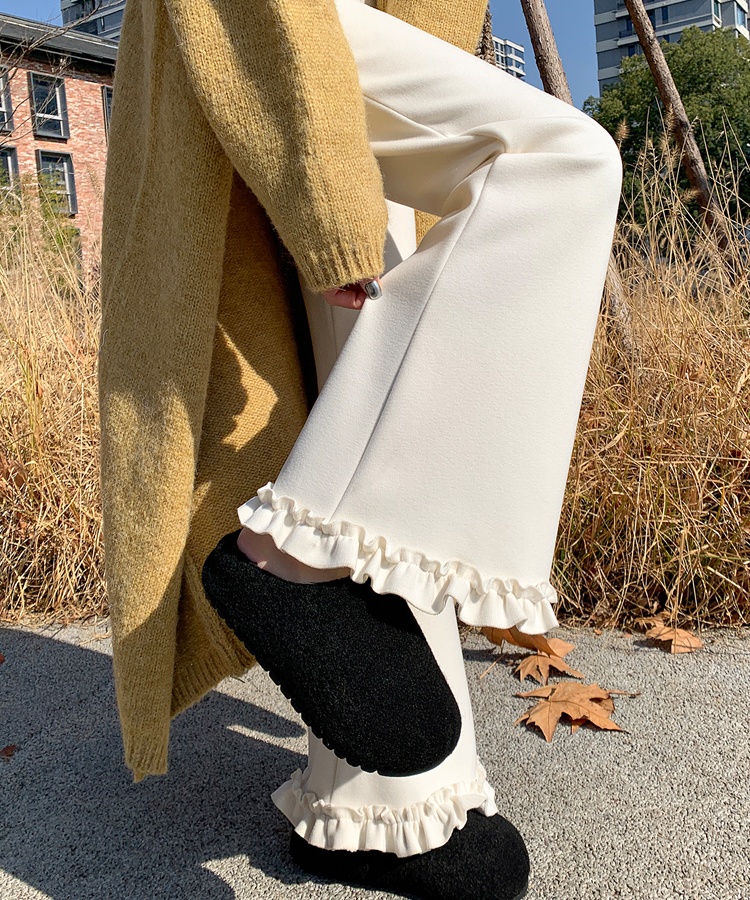 High waist slim pants micro speaker flare pants for women