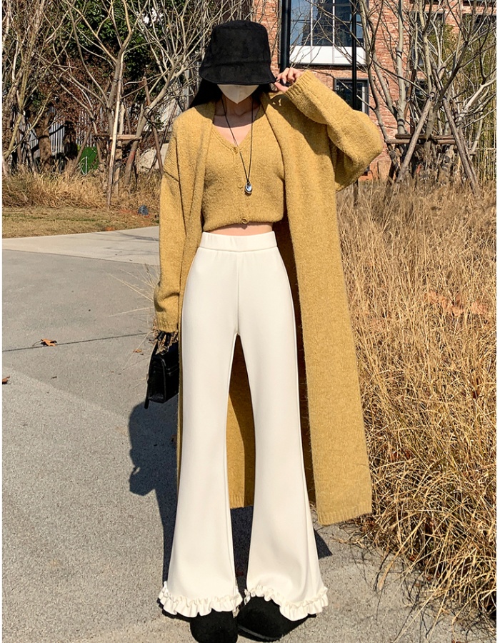 High waist slim pants micro speaker flare pants for women