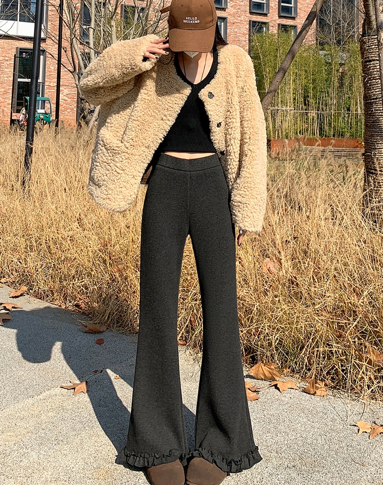 High waist slim pants micro speaker flare pants for women