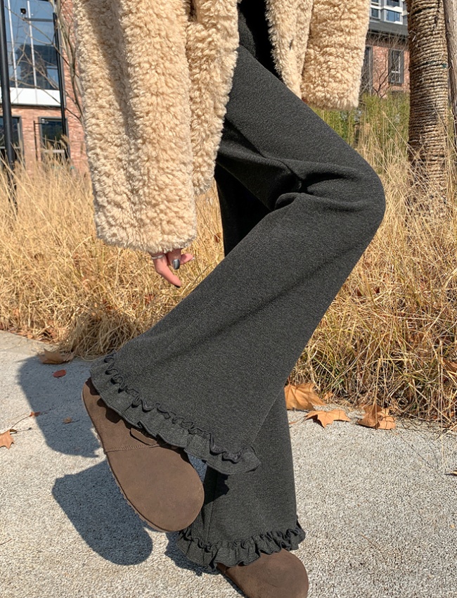 High waist slim pants micro speaker flare pants for women