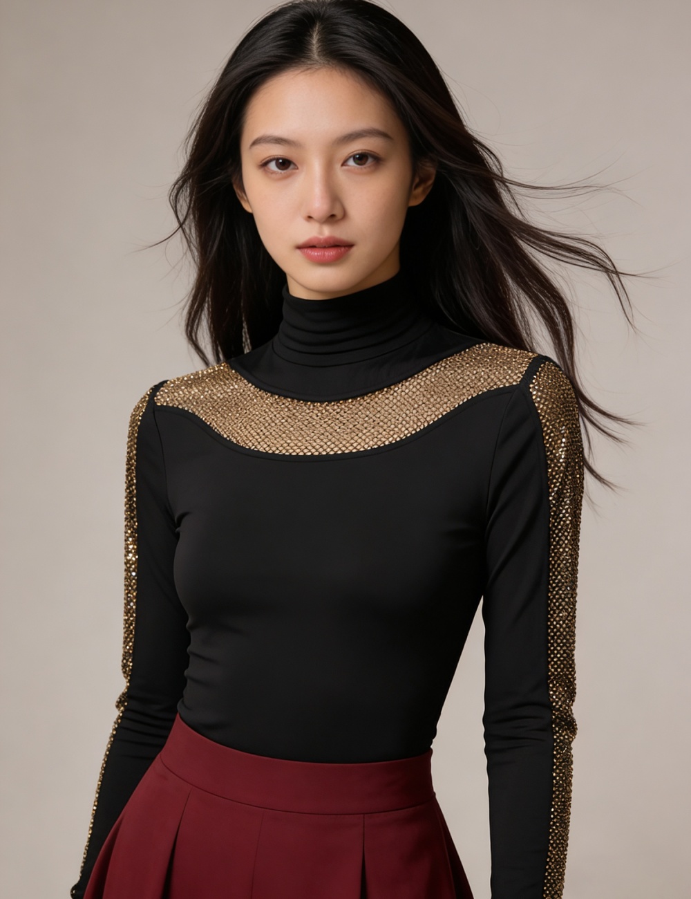 Slim small shirt rhinestone T-shirt for women