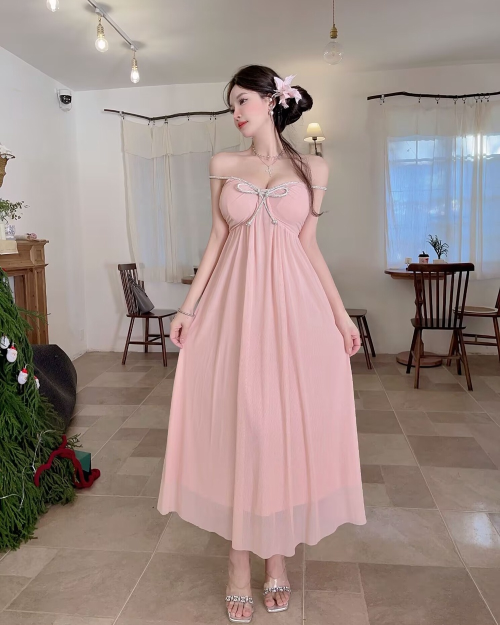 France style temperament niche wrapped chest dress