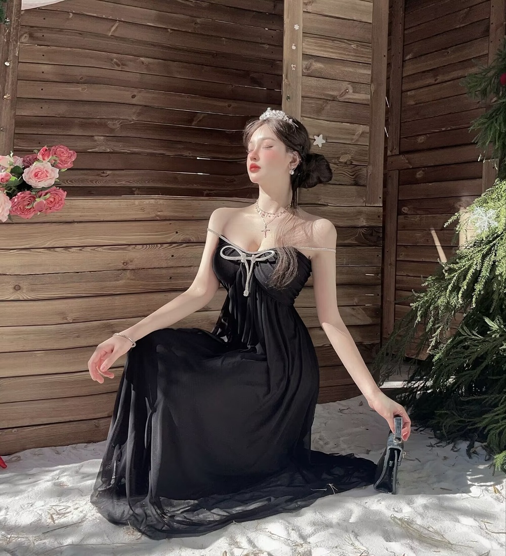 France style temperament niche wrapped chest dress