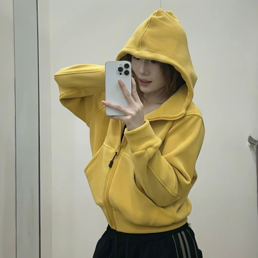 Velvet jacket plus velvet cardigan hooded winter tops