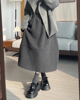 Korean style skirt woolen long dress for women