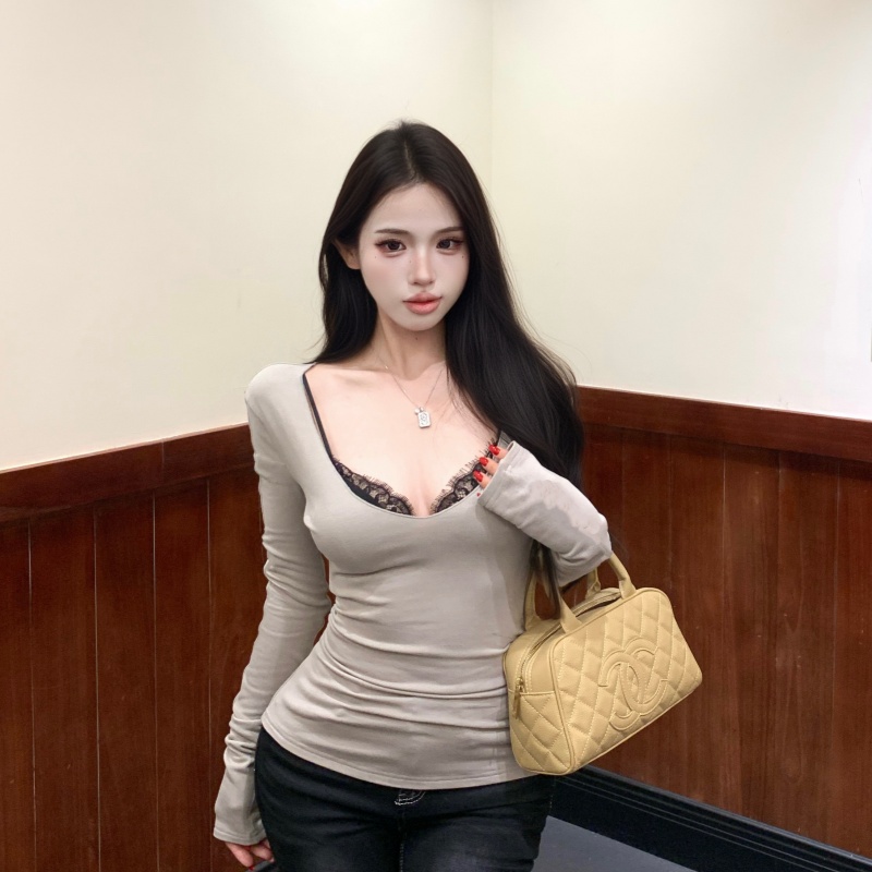 Long sleeve tops bottoming shirt 2pcs set
