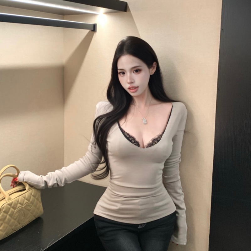 Long sleeve tops bottoming shirt 2pcs set