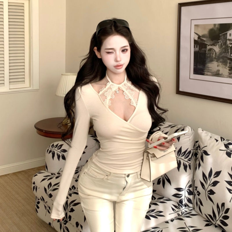 Long sleeve tops slim T-shirt for women