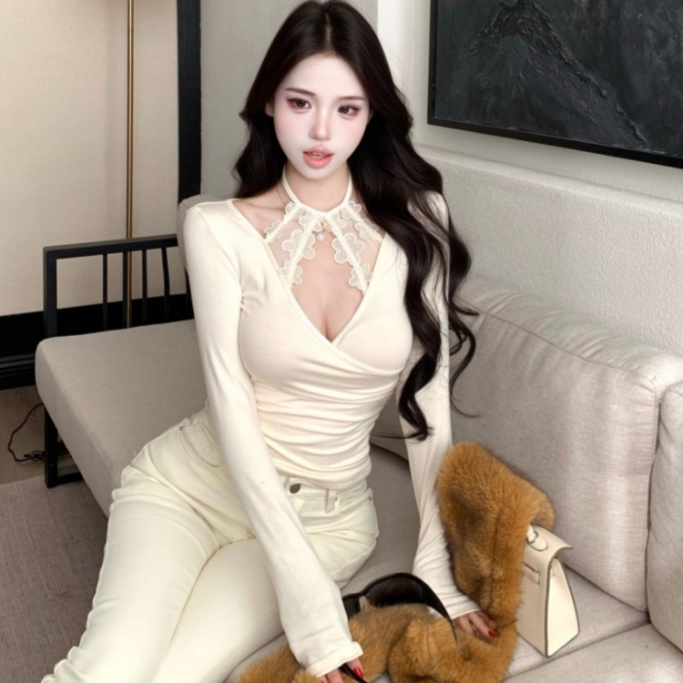 Long sleeve tops slim T-shirt for women