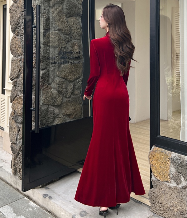 Rhinestone fashion dress autumn long dress