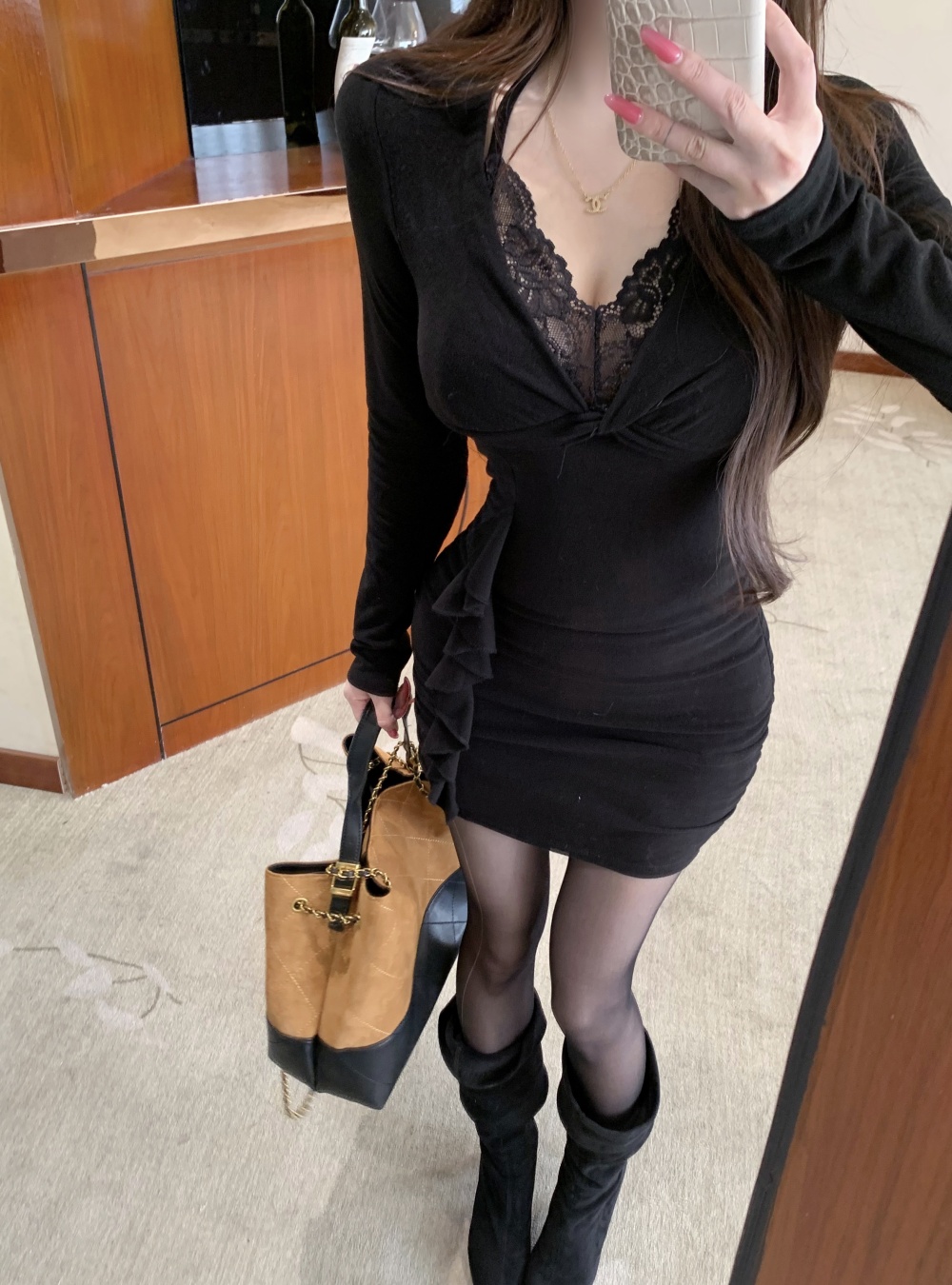 Sexy Pseudo-two autumn and winter dress for women