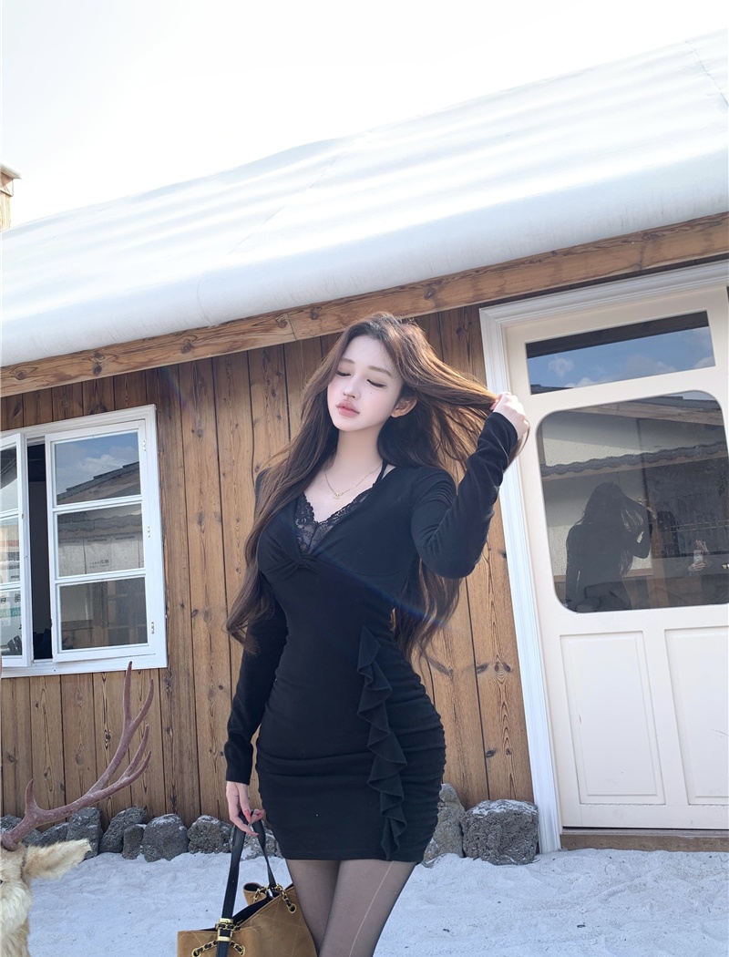 Sexy Pseudo-two autumn and winter dress for women