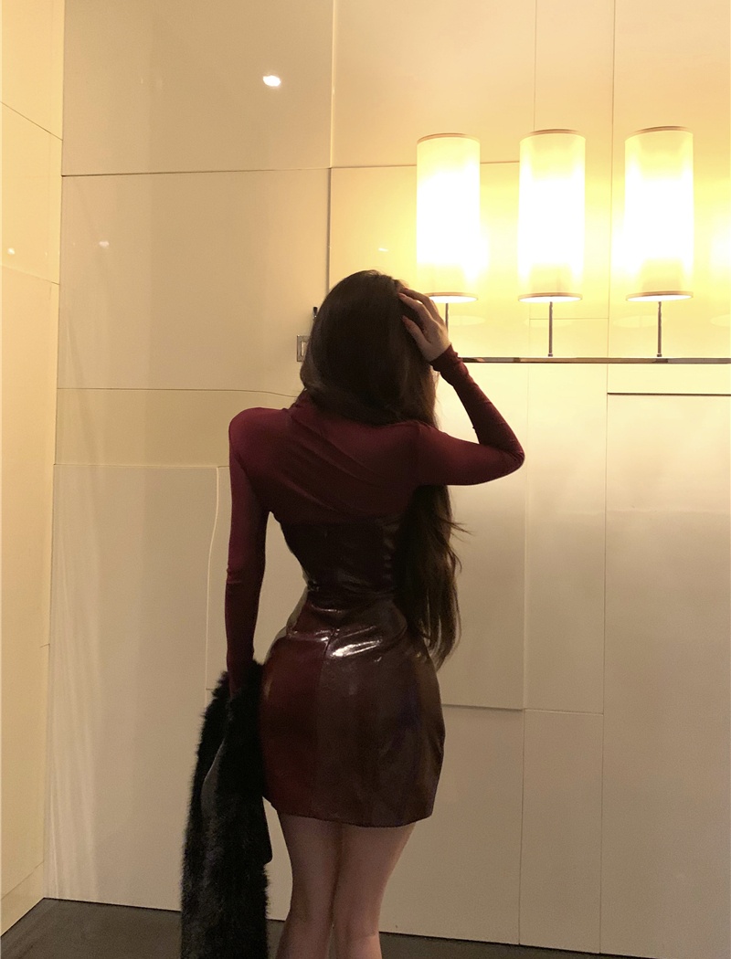 Red sexy tops enticement gauze T-shirt 2pcs set for women