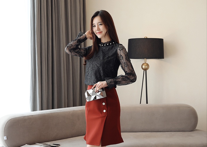 Lace plus velvet bottoming shirt thick small shirt