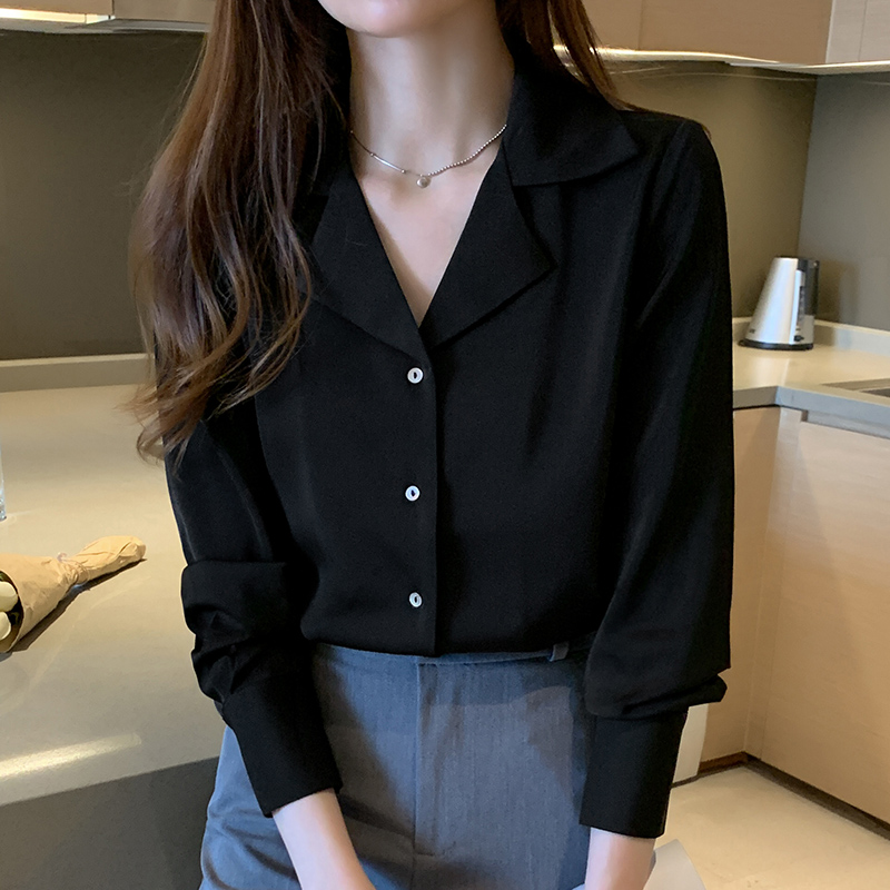Niche retro business suit satin shirt for women