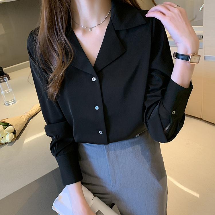 Niche retro business suit satin shirt for women