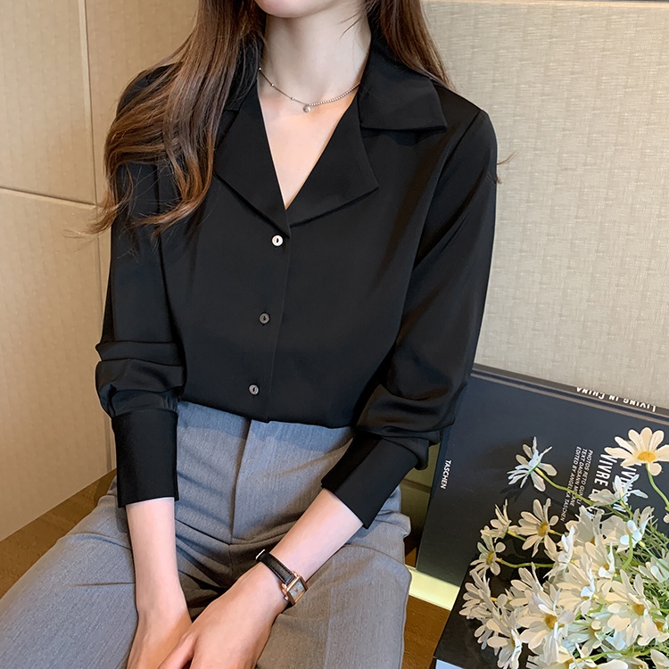 Niche retro business suit satin shirt for women