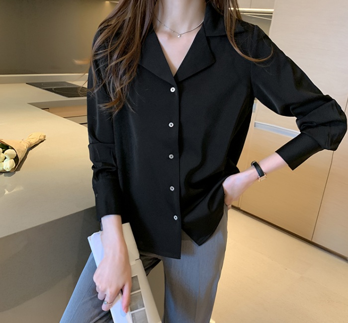 Niche retro business suit satin shirt for women