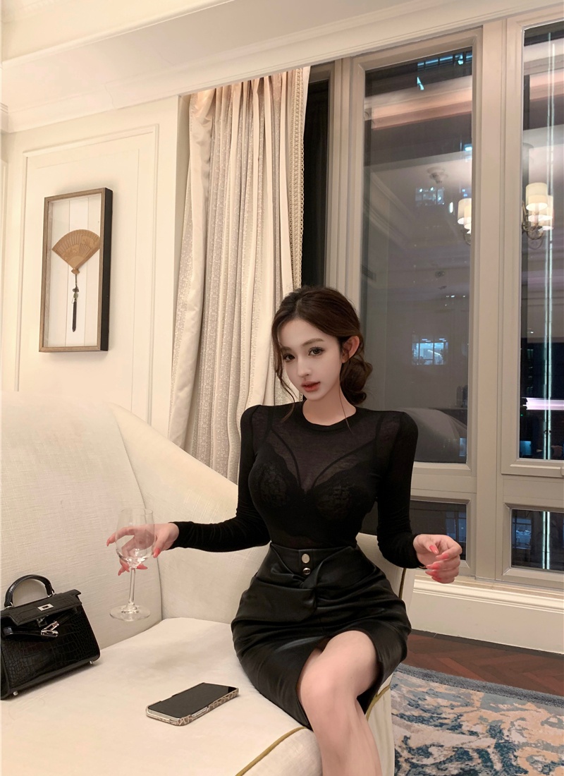 Sling underwear package hip leather skirt 3pcs set