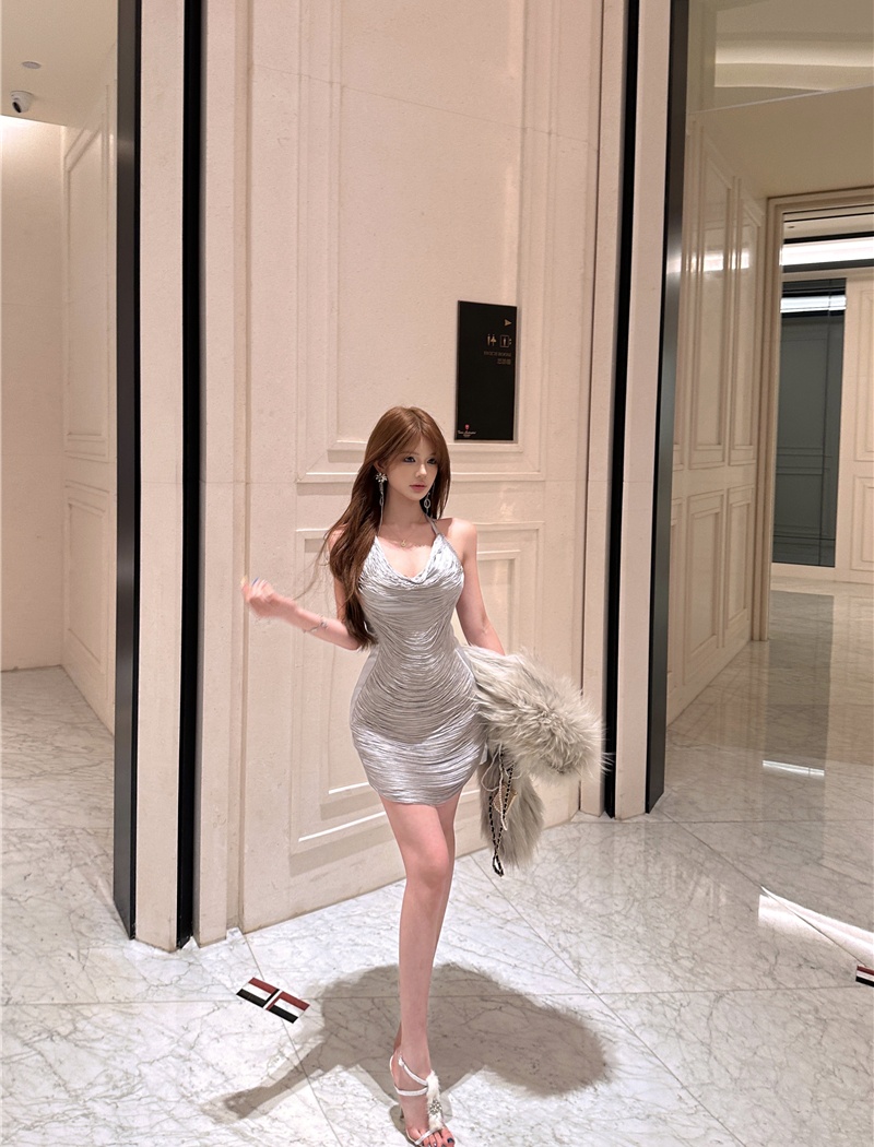 Enticement tassels slim sexy halter dress for women