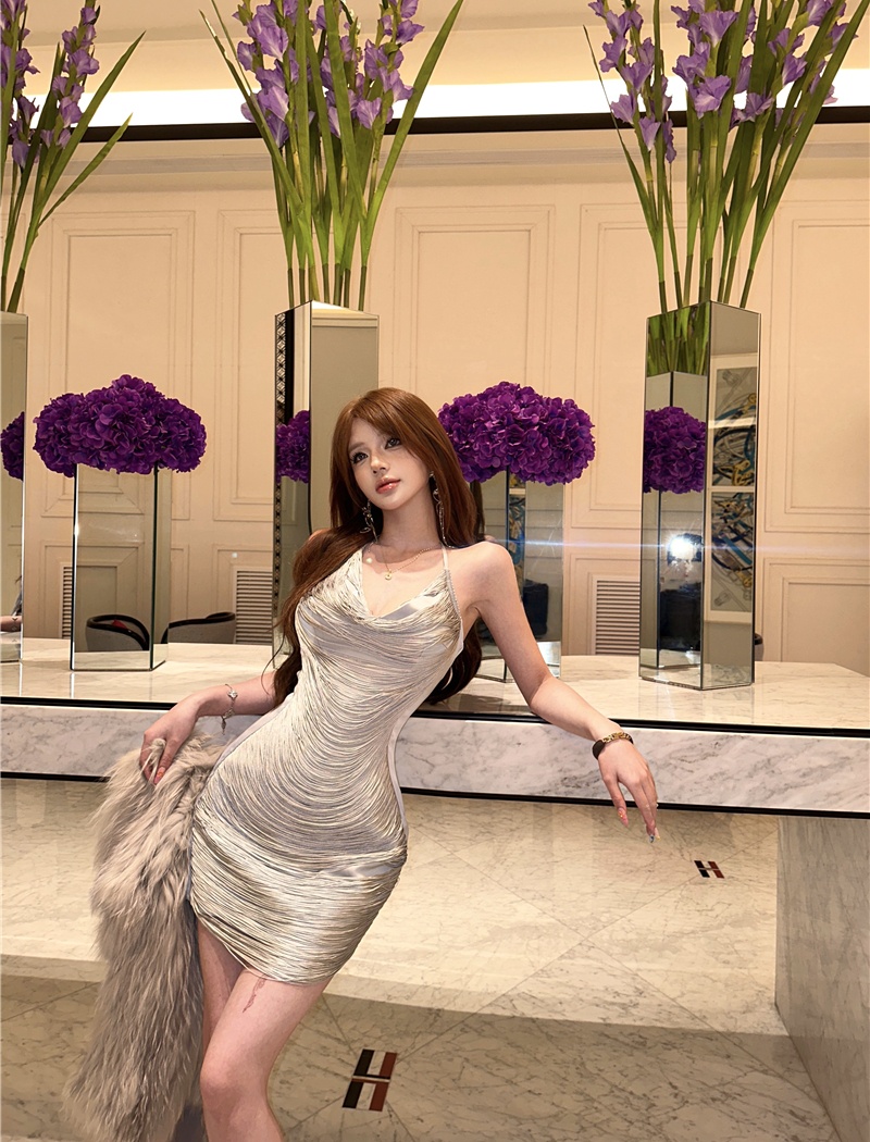 Enticement tassels slim sexy halter dress for women