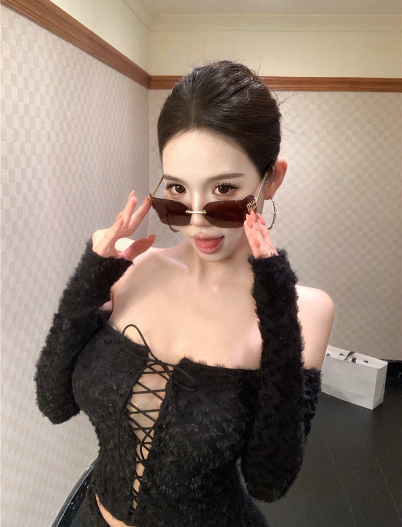 Long sleeve tops short skirt 2pcs set for women