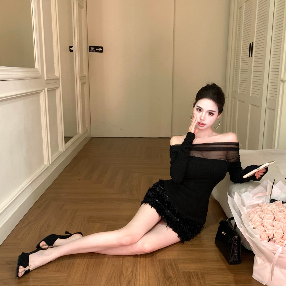 Sequins skirt package hip short skirt for women