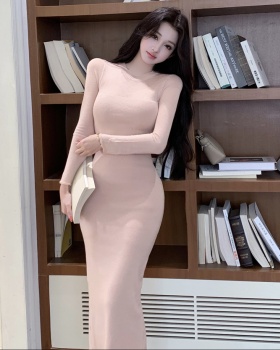 Long sleeve package hip long dress inside the ride dress