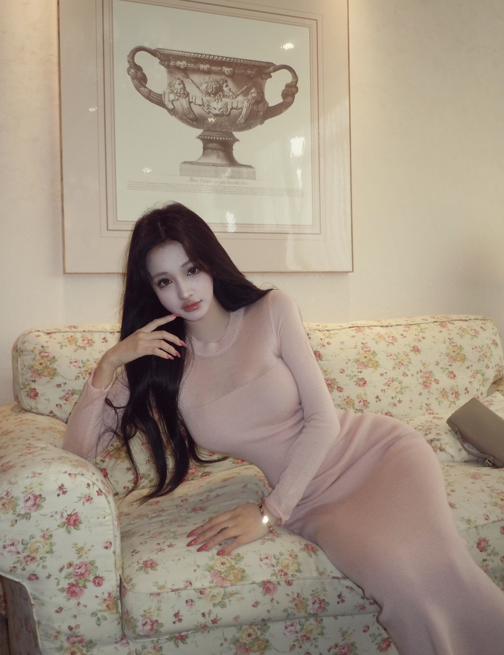 Long sleeve package hip long dress inside the ride dress