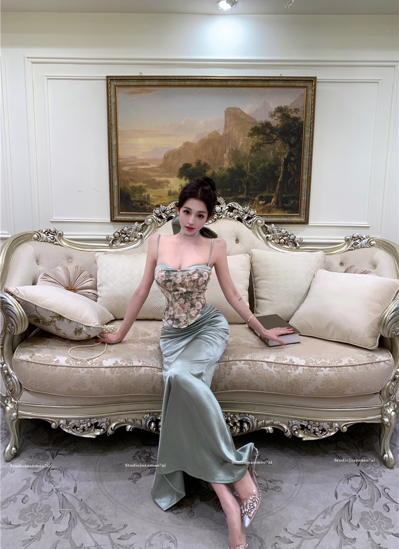 Floral package hip sling skirt 2pcs set for women