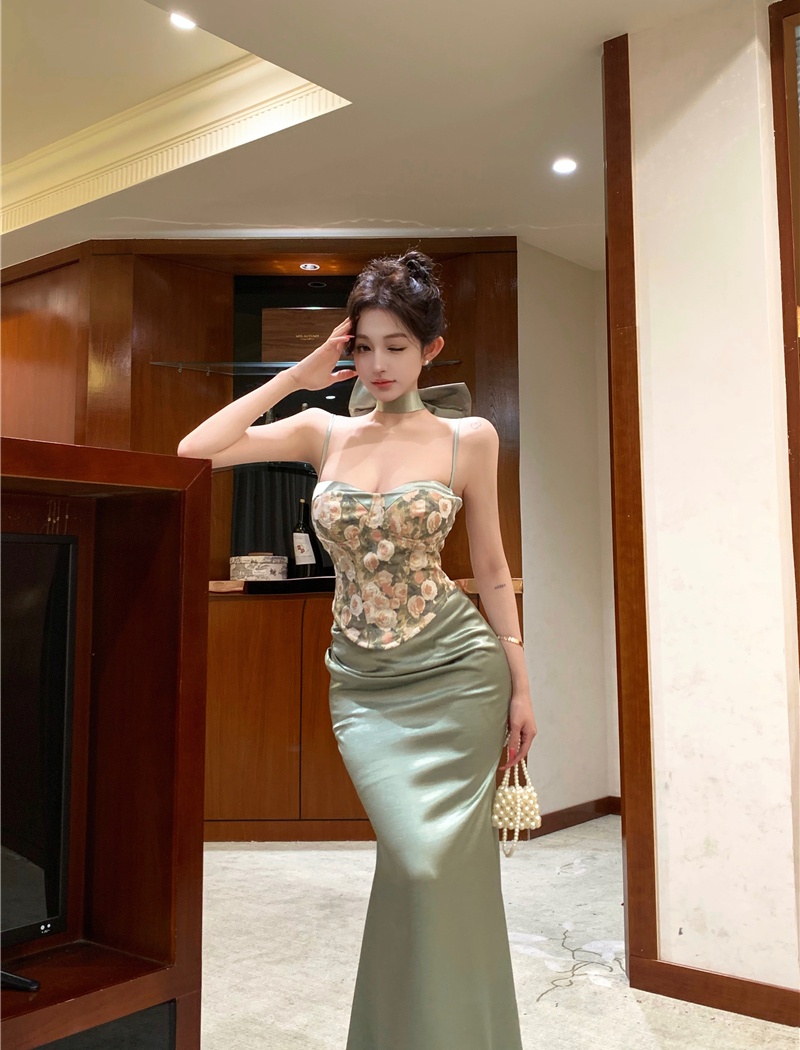 Floral package hip sling skirt 2pcs set for women